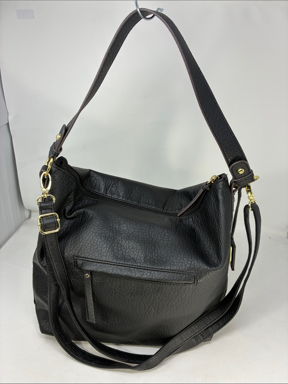 Nicole by Nicole Miller Black Shoulder Bag with Gold Hardware